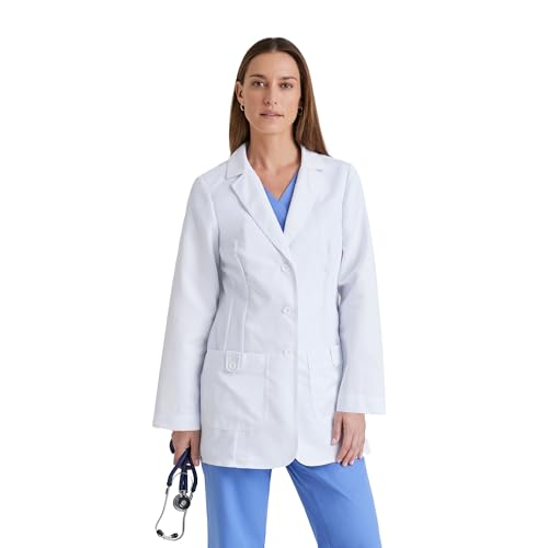 Greys Anatomy 7446 Missy 2 Pkt White Lab Coat w/Back Tab Small
