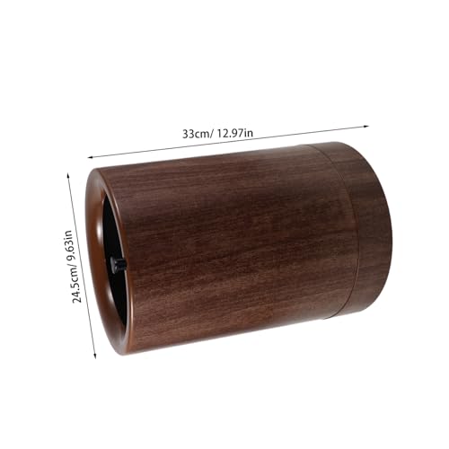 Caneca de basura con ruedas 9L madera color café miniatura 2
