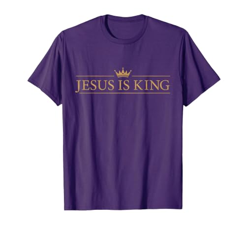 Classic Jesus is King with Crown Christian T-Shirt, Men, Purple, XX-Large