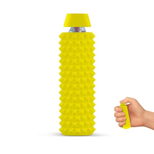 Image of Distractibles Spike Roller Clicker, Tactile Pain Stim Fidget with Clicker Switch, Pain Stimulation Roller with Lanyard (Yellow)