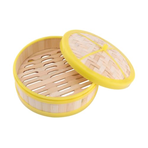 COLLBATH Vaporiera Di Bambù Piano Con Coperchio Per Cottura A Vapore Di Dim Sum Ravioli Verdure Riso Realizzato in Plastica E Bambù Resistente E Pratico