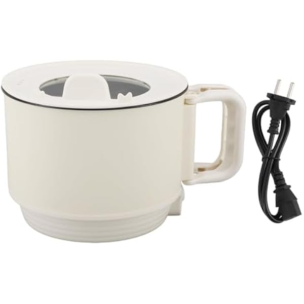Elektryczny Hot Pot, 1,8 L Pojemno??, 2 Biegi Regulacji, Przeno?ny, Pow?oka Nieprzywieraj?ca, Mini Kuchenka do Ramen, Makaronu, Zupy, Stek¨®w, Jajek, P?atk¨®w Owsianych, Bia?y