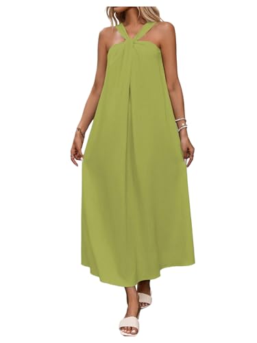 Image of Milumia Women's Twist Knot Sleeveless Dress Summer Vacation Flared Maxi Dresses