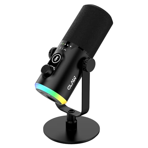 CLAW GM43 Dynamic RGB Gaming Mic with Touch Mute, USB/XLR Output, Cardioid, Gain Knob, Headphone Monitoring, Pop Filter for Streaming, Podcast, YouTube, Twitch, Discord – Mobile/PC/Mac/PS4/PS5/Mi