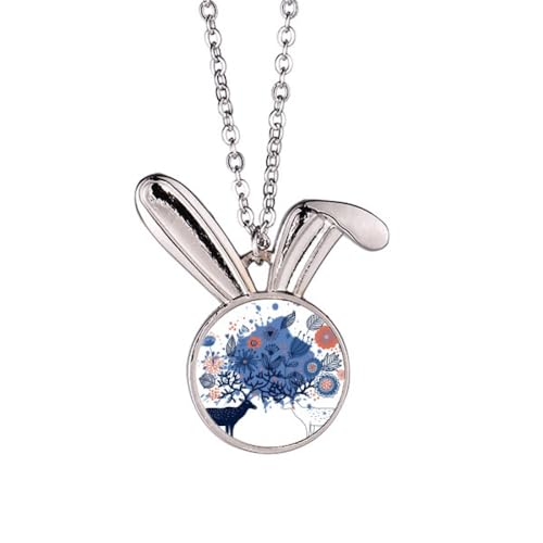 Collier lapin et élan en argent affiné, un bijou animalier gravé avec soin
