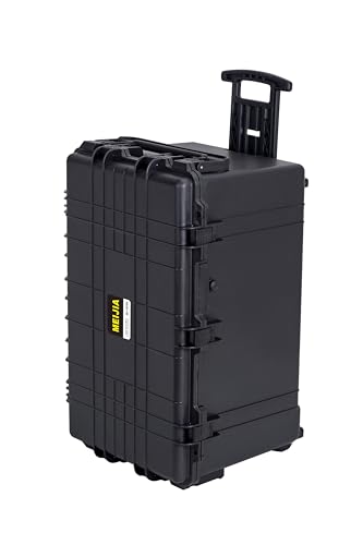 Image of MEIJIA Rolling Waterproof Hard Protective Case, Hard Camera Case with Retractable Pull Handle and Wheels,Customizable Fit Foam Inserted,Black,31.02X19.41X17.71inches