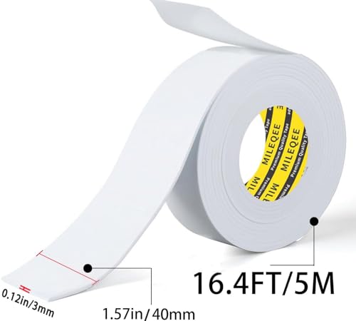 Image of Single-Sided Adhesive Foam Tape EVA White,1.57in x 16.4FT | Multipurpose Sponge Sealing Strip Window Door Insulation Table Edge Protector Wall Bumper Guards