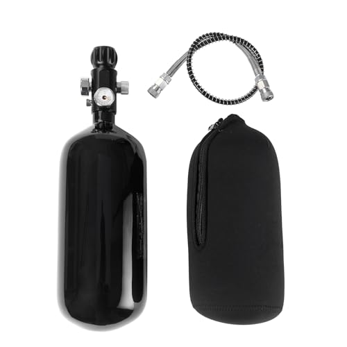 Orctac Black Coating 1.6L/98ci Carbon Fiber Paintball HPA Air Tank,4500psi PCP Air System Dual Gauge Valve Black Zip Up Cover 20-inches High Pressure Hose with Double Quick Diconnect Produced in 2023 - Thumbnail 2