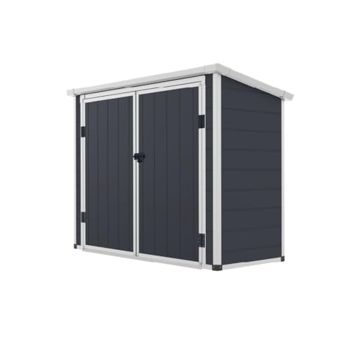 Gardiun Caseta Cobertizo de Resina Noa 7,29 m2 Exterior con Suelo y Puerta Doble de 156x139 cm Color Antracita