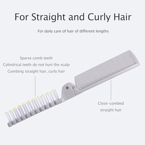 2 Piece Folding Hair Brush Set, Portable Travel-Friendly Comb – Small, Foldable for Purses – Mini Pocket Brush for Women and Girls – Anti-Static Double-Sided Compact Hair Comb - Image 6