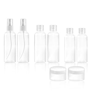 8Pcs Travel Bottles Set, TSA Approved Travel Size Toiletries, Reusable Leak Proof Cosmetic Containers for Shampoo, Conditioner, Cream -Women Men Travel Essentials