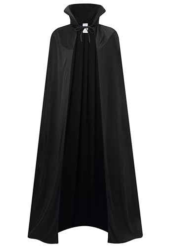 DELIVESS Vampire Costume Halloween Vampire Cape Adult Two Sides Reversible High Collar Magician Hooded Cloak (59.06 Black)
