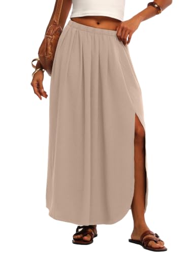 HiMONE Womens Trendy Maxi Skirts High Waisted Flowy A Line Long Skirt with Side Slit for Vacation 2026