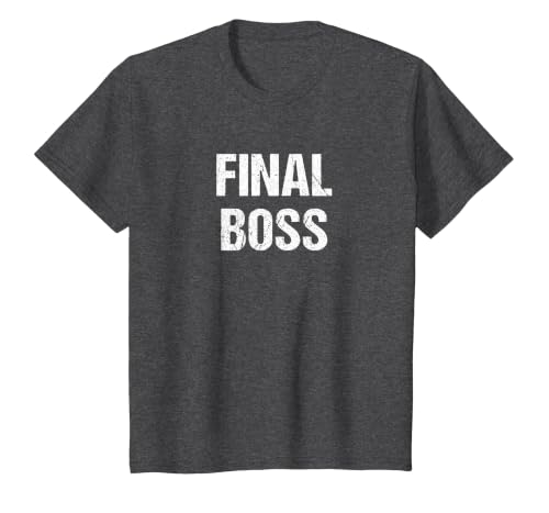 Final Boss T-Shirt, Youth, Dark Heather Grey, Small