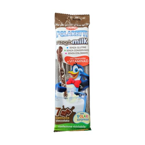 Dolfin - Polaretti MagicMilk Cannucce Cioccolato. Senza Conservanti, Senza Glutine e Senza Coloranti - 12 confezioni (84 Cannucce Polaretti)