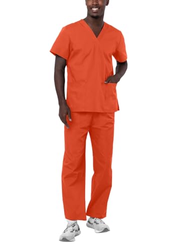 Adar Universal Unisex Scrubs - Unisex Drawstring Scrub Set - 701 - Mandarin Orange - S