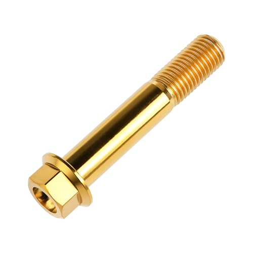 Image of Titanium Bolt M12 30 35 40 45 50 55 60 65 70 75 80 85 90mm Hex Small Flange Head for Motorcycle Car Modification Pack of 4 (M12x65mm Pitch 1.5, Gold)