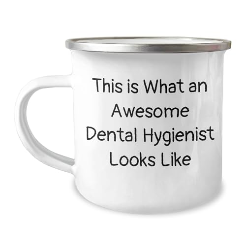 Funny Dental Hygienist Gifts: Camping Mug from Friends 'This Is What An Awesome Dental Hygienist Looks Like' for Christmas