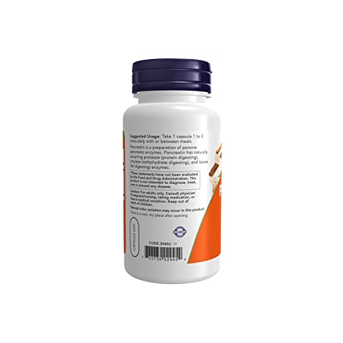 Now Supplements, Pancreatin 10X 200 Mg With Naturally Occurring Protease (Protein Digesting), Amylase (Carbohydrate Digesting), And Lipase (Fat Digesting) Enzymes, 100 Count (Pack Of 1) #TOP2