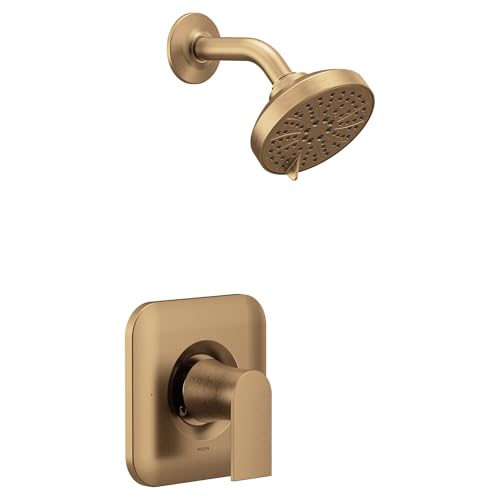 Image of Moen T2471BZG Genta LX Shower Trim, Valve Required, Bronzed Gold | Valve required trim, modern Genta LX design, bronzed gold finish, 1 handle control, pressure balancing system