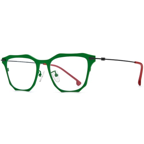 Image of FONEX Pure Titanium Glasses Frame Men Square Magnet Clip On Eyeglasses with Polarized Lens