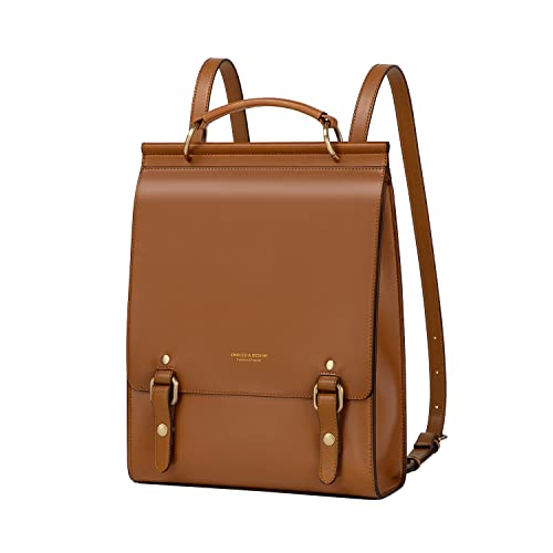 Image of Cnoles Leather Backpack Purse For Women Fashion Ladies Vintage Bag Casual School College Travel Backpacks Bookbag