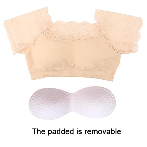 Image of DRESHOW Lace Bralette Tank Tops Wireless Bra Lace Crop Top Removeable Pads Yoga Sports Bra Undershirt for Women & Teens