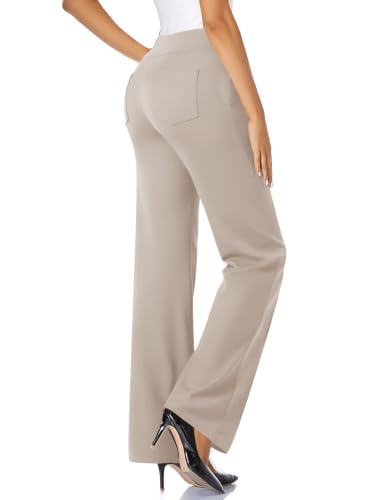 FireSwan Womens Wide Leg Dress Pants Casual Stretchy Pull On Work Slacks - image 2