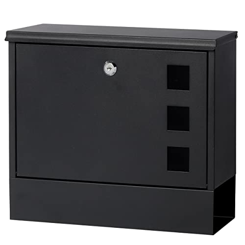 Kentoko Locking Mailbox Wall Mounted Locked Mailboxes,Mail Box With Key Lock,Large Capacity Mailbox For Newspapers,Black #TOP18