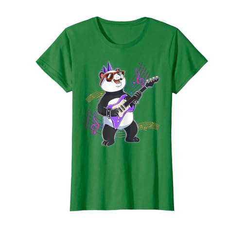 Panda Guitar Rockstar T-Shirt, Women, Kelly Green, Small