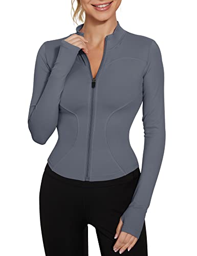 LUYAA Women’s Workout Jacket Lightweight Zip Up Yoga Jacket Cropped Athletic Slim Fit Tops
