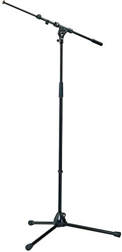 K&M König & Meyer 21090.500.55 Tripod Microphone Stand | Adjustable Telescoping 2-Piece Boom Arm | Professional Grade | Heavy Duty with Folding Leg Base | German Made Black