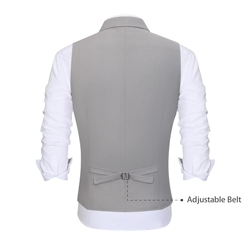Men’s Suits Vest Peaked Laped Double Breasted Men Vest Pants Set Light Grey Men's 2 Pieces Set Slim Fit Wedding Groomsmen Suit XXL4