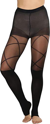 Image of ToBeInStyle Women's Single Floral Lace Fishnet Tights Footless & Stirrup Design