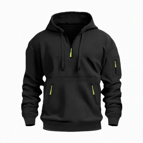 Mens Quarter Zip Hoodie Sleeve Zip Pocket Front Zip Pockets Casual Pullover - image 6