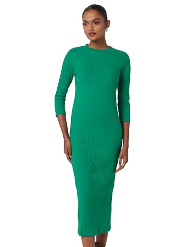 Image of barcino Black Rib Mock Round Neck Midi Dress