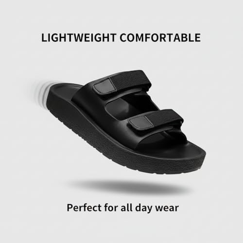 Image of BRUTON Men's Lightweight PU Sandals | Adjustable Double Strap Comfortable Casual Sandals for Outdoor & Daily Use
