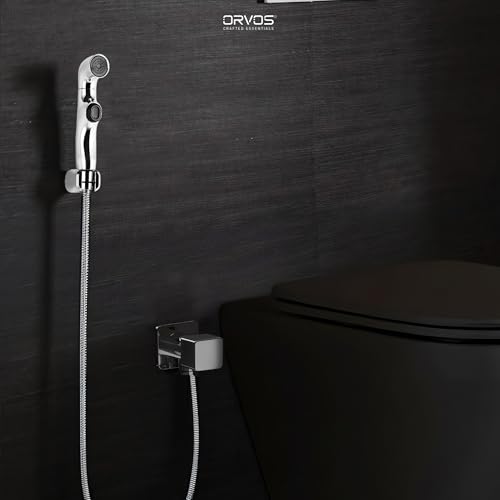 Image of Orvos Health Faucet, Swivel, ABS Outer Body with Brass Pin Inside, Chrome Color, Gun Only, 360 Degree Rotatable Top, Jet Spray for High End Luxury Toilets