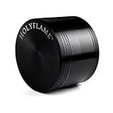 Herb Grinder with Sharp Diamond-Cut Blades and Pollen Catcher, Zinc Alloy Spice Grinder- Holyflame (Black, 2-inch)