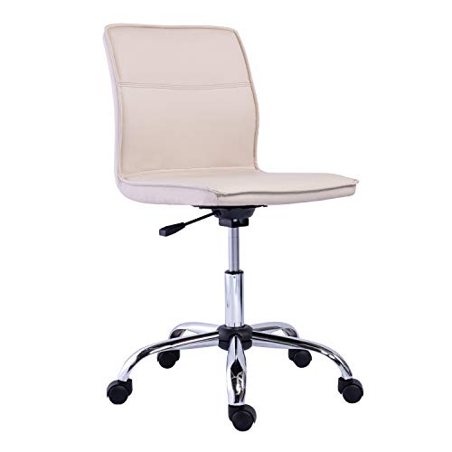 Amazon Basics Modern Armless Office Desk Chair - Height Adjustable, 360-Degree Swivel, 275Lb Capacity - White/Chrome Amazon Basics Modern Armless Office Desk Chair - Height Adjustable, 360-Degree Swivel, 275Lb Capacity - White/Chrome