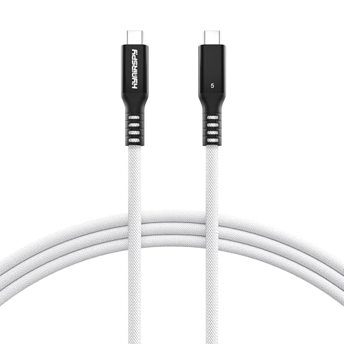 Cable Thunderbolt 5 de 80 Gbps [certificado Intel] Cable USB C a USB C de 6.5 pies, cable de carga de 240 W (5 A), cable trenzado tipo C compatible con pantalla dual de 16K/8K/4K, USB4, SSD, eGPU, Mac