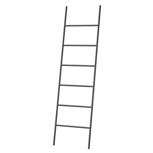 Escalera independiente de 6 niveles, soporte de metal para secar toallas y ropa para decoración de dormitorio y sala de estar (50 x 170 cm, negro) - Elegante nizer para el hogar
