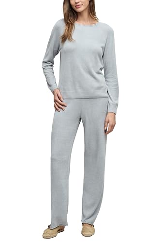 Barefoot Dreams CozyChic Ultra Lite Jersey Roll Pullover & Wide Leg Pant Set Frost Medium