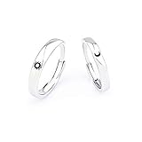 Sun Moon Rings for Couples Best Friends Set 2 Engraved Simple Fashion Unique Adjustable Design Romantic Love Matching Relationship Couples Rings For Him And Her Boyfriend Girlfriend Wife Husband Women Men 2 pcs