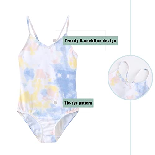 Image of Girls One Piece Swimsuits Hawaiian Floral Bathing Suit for Kids Adjustable Straps Swimwear 3-16 Years