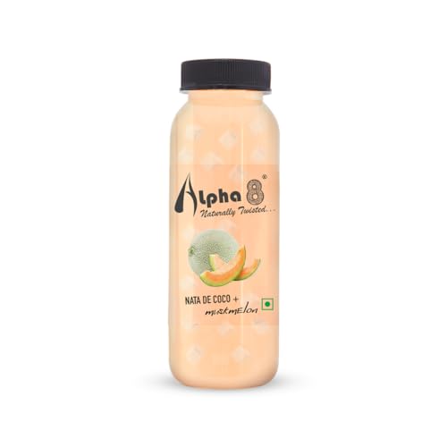 ALPHA 8 Fruit Juice Infused with Nata de Coco – Natural Energizer & Immunity Booster, Healthy Juice, High Fiber, Real Natural Taste Juice(Pack of 06,Muskmelon)