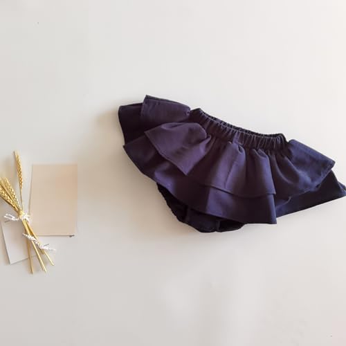 Girls' Pants Summer Children's Shorts Wear Baby Culottes Cake Skirt Children's Pants Skirt Preppy (Dark Blue, 2-3 Years)2