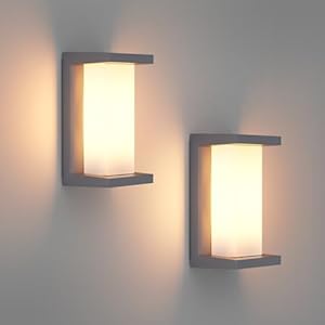 Klighten 2 Stück moderne Außenwandleuchte, E27 Sockel Außenwandlampe, IP65 Wandlampe, Maximale Wattleistung 60W Aluminium Wandlampe, Geeignet für Innen Außen, Treppenhaus. Anthrazit (ohne Glühbirne)