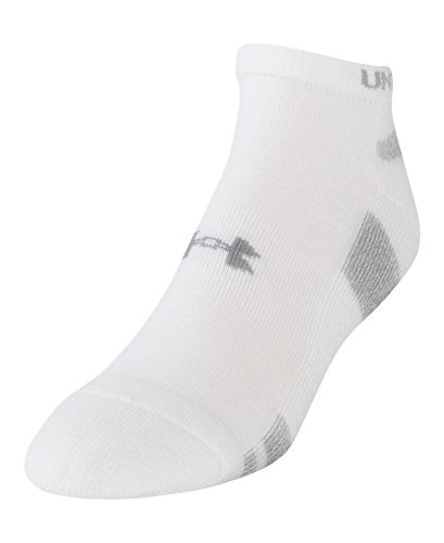 Under Armour Boys HeatGear No Show Socks (3 Pack), White, Medium
