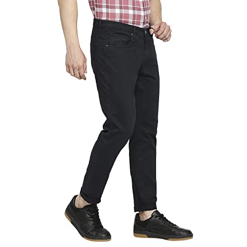 Image of Spykar Men Mid Rise Cotton Slim Fit Tapered Length Trousers